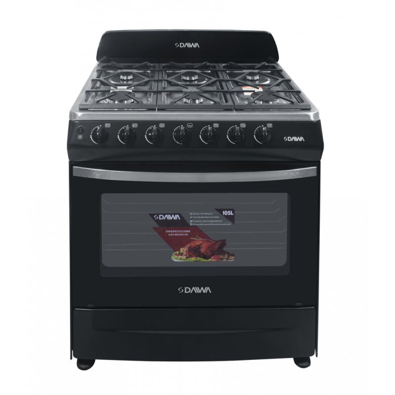ESTUFA HORNO DAIWA DWGRS23CI30BK 30" GAS NEGRO 6Q